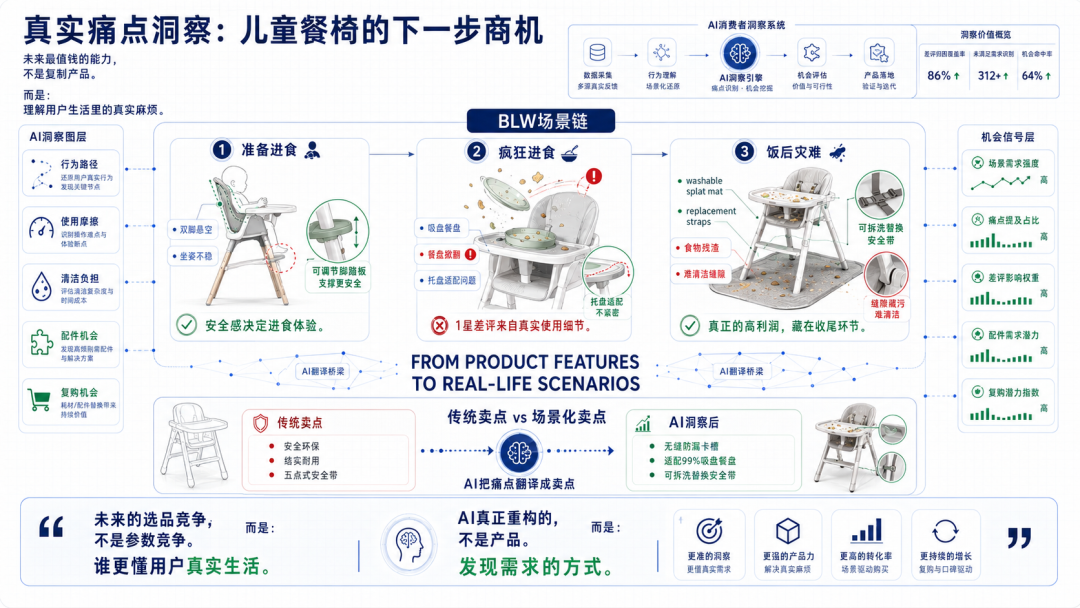 儿童餐椅选品案例展示AI商机挖掘流程